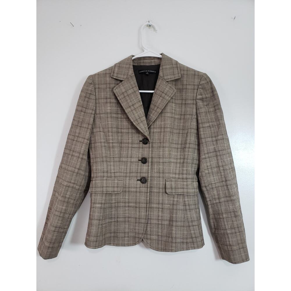 (S5) VTG Isabella De Marco Blazer Womens Size 4 Plaid Stretch Office Siren - Picture 1 of 7